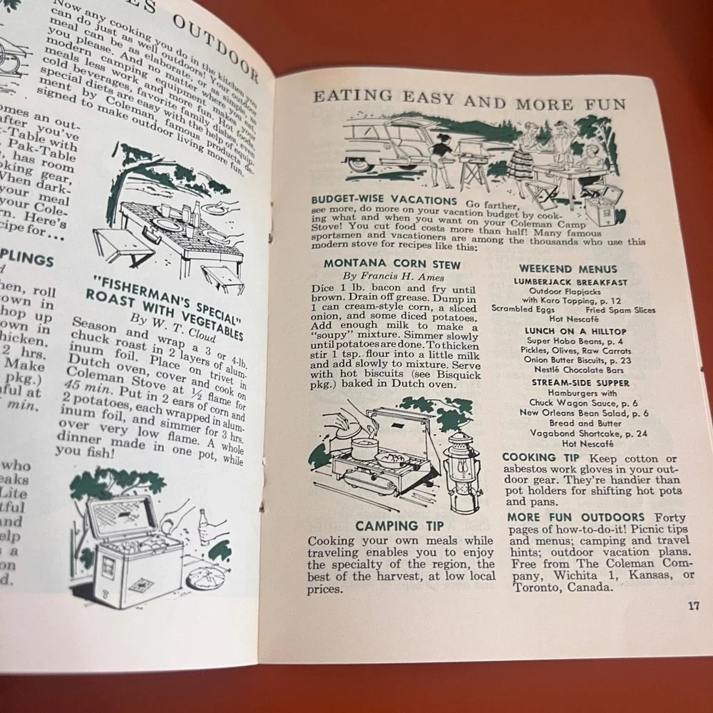 Vintage Lets Eat Outdoors Cookbook Mid Century Picnic BBQ Camping Recipes SPAM